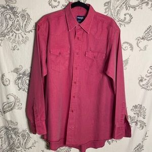 Vintage Wrangler Brushpopper‎ Shirt
Dark Pink Western X Long Tails 16 1/2 -34